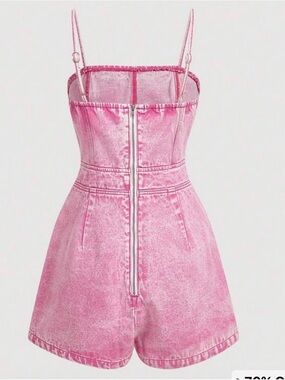 Pink Denim Romper